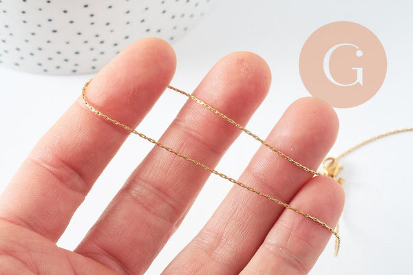 Chaine complète serpent acier inoxydable 304 dorée 1mm-45cm, x1 (G10113)