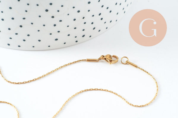 Chaine complète serpent acier inoxydable 304 dorée 1mm-45cm, x1 (G10113)