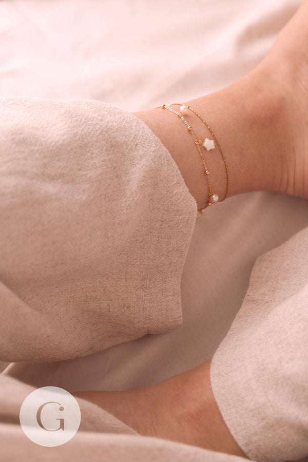 Chaine de cheville acier inoxydable doré 14k 1mm/22.5cm, x1 (G4281)