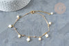 Collier Chaine de cheville laiton doré étoile nacre perle eau douce 24.8cm, x1 (G7880)
