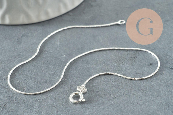Chaine de cheville maille serpentine très fine argent 925 massif 22.9cm, x1 (G9429)