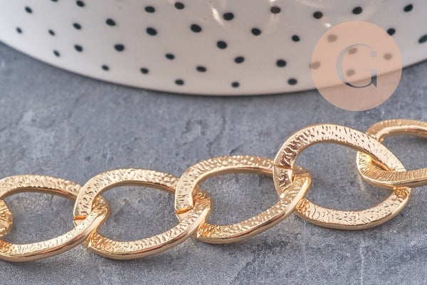 Chaine doré maille ronde texturée aluminium doré 20mm, x1 mètre (G2774)