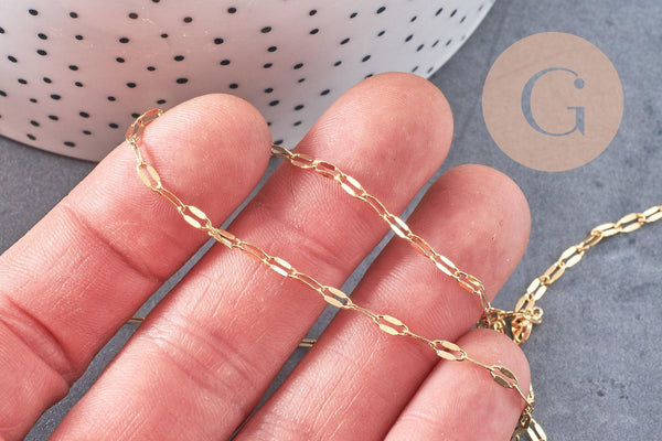 Chaine dorée 14 carats fantaisie, chaine dorée,chaine plaquée or,5mm, x1metre, (G2499)