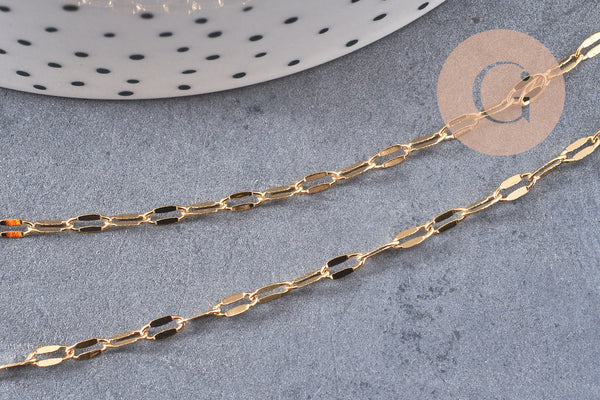 Chaine dorée 14 carats fantaisie, chaine dorée,chaine plaquée or,5mm, x1metre, (G2499)