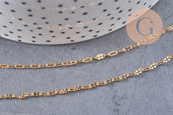 Chaine dorée 14 carats fantaisie texturée, chaine dorée,chaine plaquée or, 4mm x1metre, (G7039)