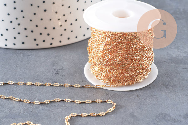 Chaine dorée 14 carats fantaisie texturée, chaine dorée,chaine plaquée or, 4mm x1metre, (G7039)