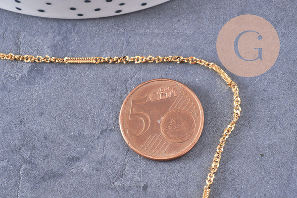 Chaine dorée 16 carats forçat serpent 2.5 microns,chaine dorée, cuivre doré,création bijoux, 1 metre,1.6mm, x 1Mètre (G0593)