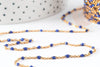 Chaine dorée acier inoxydable 304 doré résine bleue paillette 2mm,x1 mètre (G4168)
