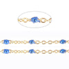 Chaine dorée acier inoxydable 304 doré résine bleue paillette 2mm,x1 mètre (G4168)