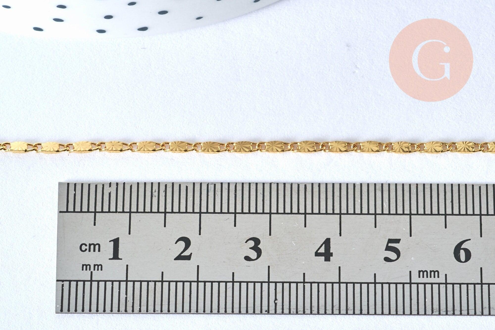 Collier Chaine dorée fantaisie 14K, fourniture créative, chaine dorée, chaine collier, chaine complète,1.5 mm, 44.5cm, x1 (G0918)