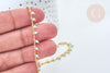 Chaine dorée perle cristal vert clair 2.5x2mm, chaine collier,création bijoux ,chaine lunettes,chaine fantaisie, x1 mètre G5841