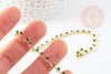 Chaine dorée perle cristal vert foncé, chaine collier,création bijoux ,chaine lunettes,chaine fantaisie 2.5x2mm, x1 mètre G5443