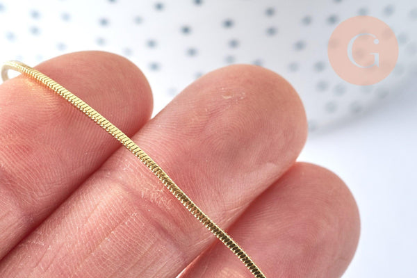 Chaine dorée serpent laiton doré 14K,chaine fine dorée,chaine collier, chaine complète,1.5 mm, 45cm, x1 (G0937)