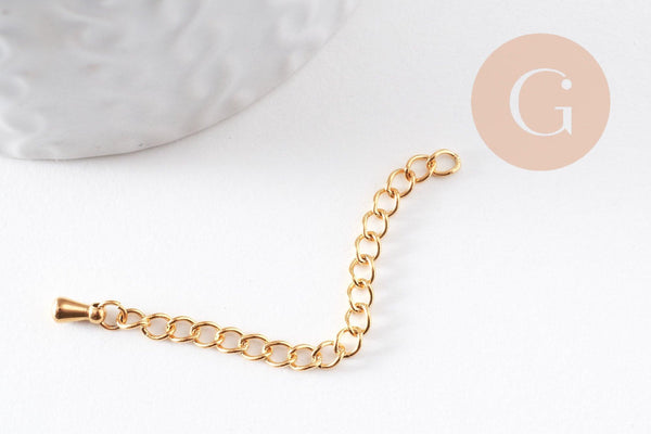 Chaine extension acier inoxydable IP 304 doré 55mm, x1 (G6325)