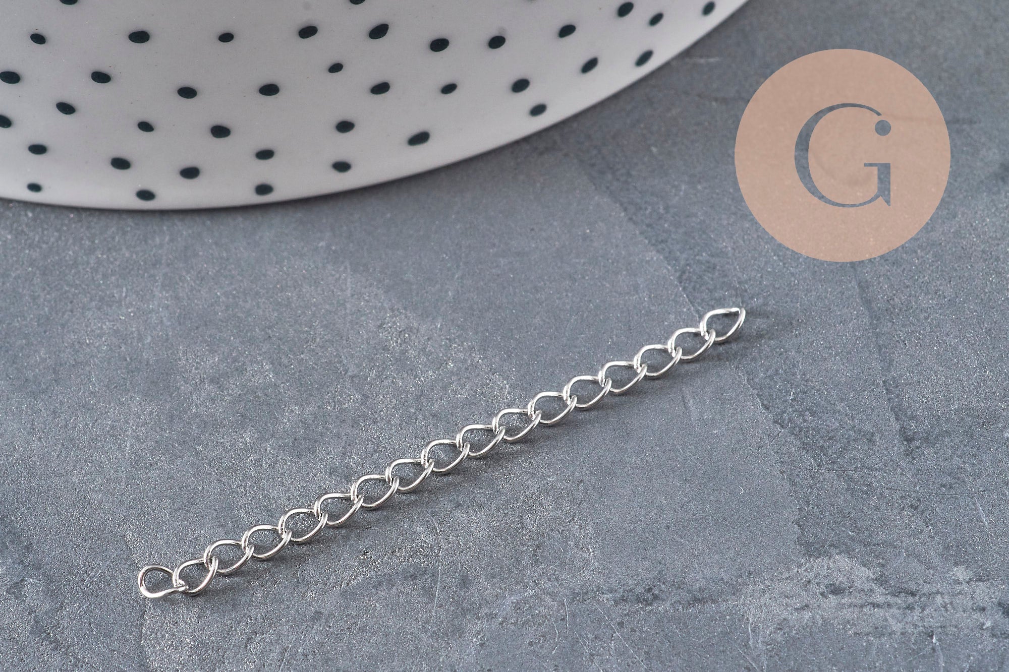 Platinum stainless steel extension chain 47-53mm, x5 (G11186)