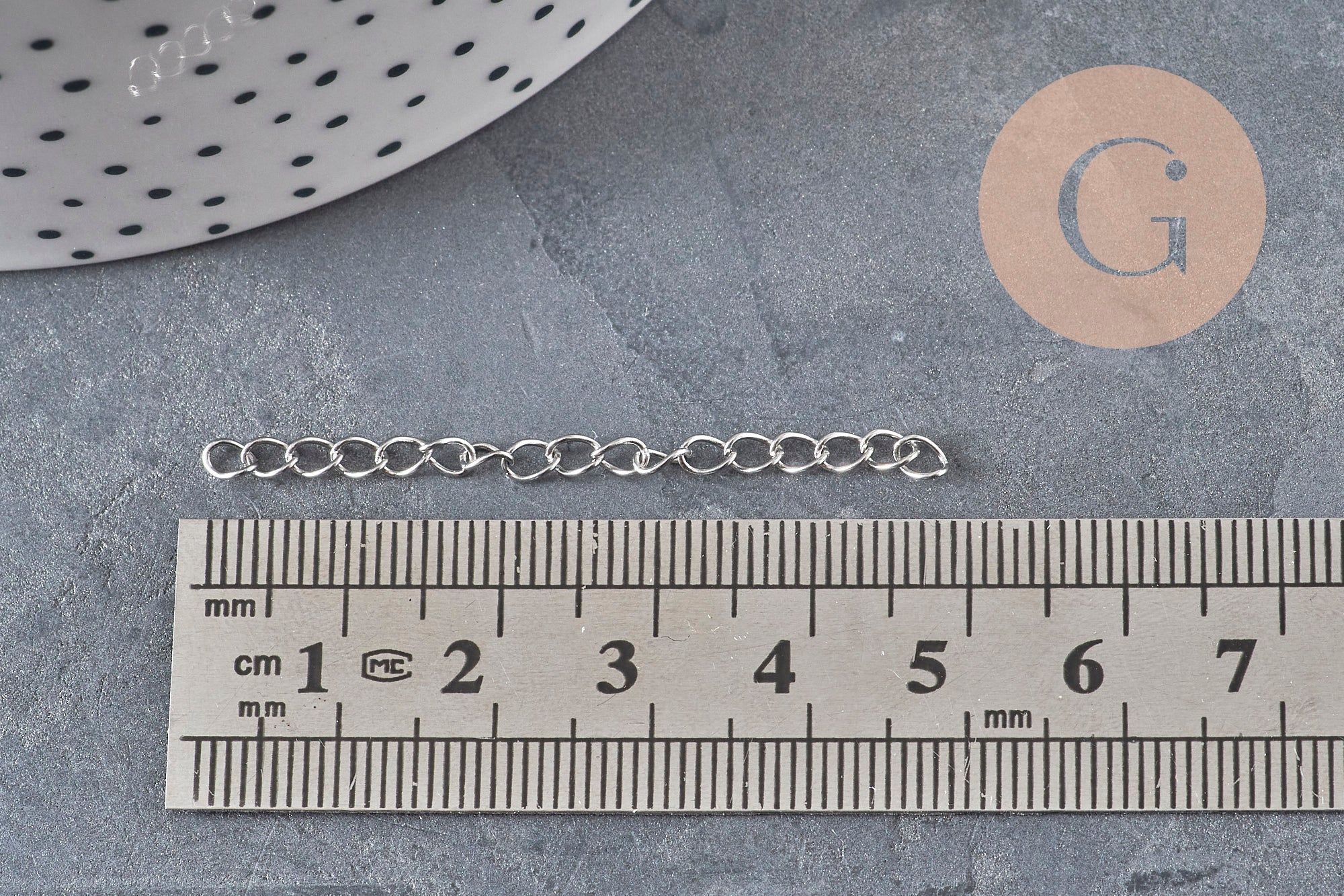 Platinum stainless steel extension chain 47-53mm, x5 (G11186)