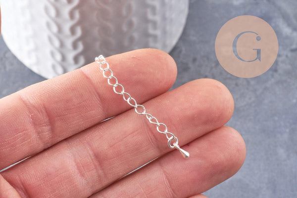 Chaine extension laiton argenté 40-58mm, x10 (G3329)