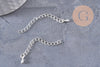 Chaine extension laiton argenté 40-58mm, x10 (G3329)