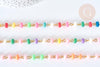 Chaine fer doré perles disques polymère multicolore heishi 6~7x3mm, bijoux heishi coloré, x1m (G7306)