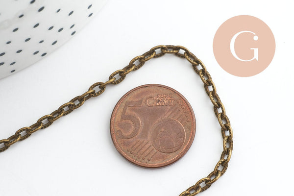 Chaine fer forçat texturée bronze 5.8mm, x5 metres (G9985)