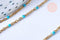 Collier Chaîne fine acier doré inoxydable émail bleu turquoise 43cm, sans nickel, x1 G7113