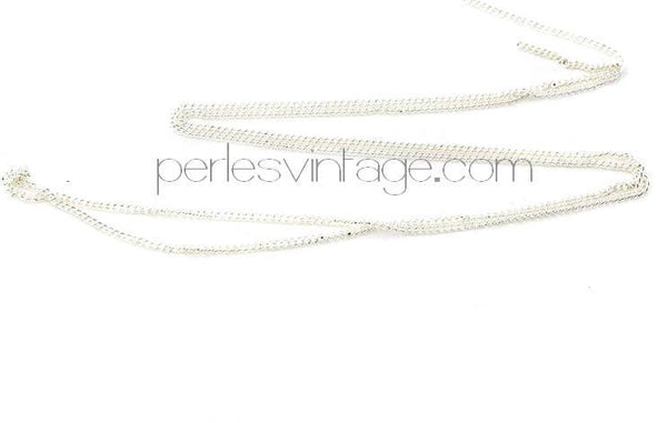 Chaine fine argentée maille plate 1mm, x1 bobine complète 92 mètres (G3030)