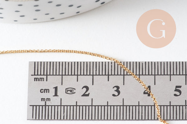 Chaine fine complète avec fermoir cuivre doré rollo 16K 1.7 mm- 43cm, x1 (G2425)