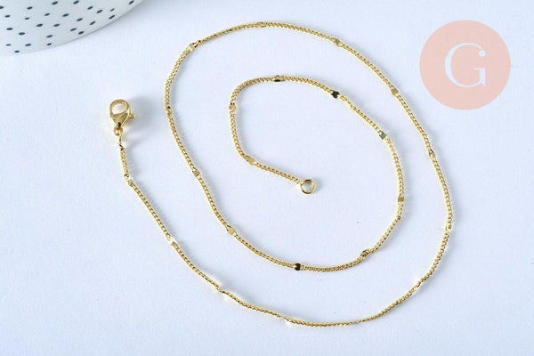 Chaine fine dorée fantaisie 14K, fourniture créative, chaine complète,chaine plaquée or,1.5 mm, 40cm, x1 (G5277)
