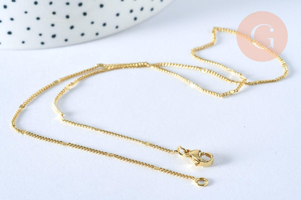 Chaine fine dorée fantaisie 14K, fourniture créative, chaine complète,chaine plaquée or,1.5 mm, 40cm, x1 (G5277)