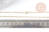 Collier Chaine fine dorée maille forçat 16K 2.5 microns 1.5 mm- 39cm, collier chaine complète dorée avec fermoir, x1 G8924