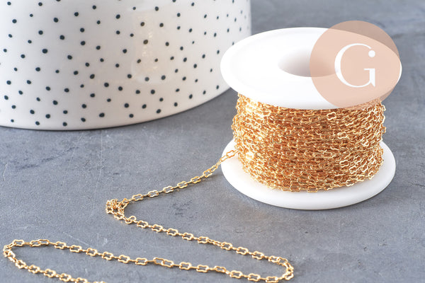 Chaine fine dorée nuage 16K 1 micron,chaine collier, création bijoux, chaine au mètre,chaine dorée,1mm,x1 mètre G5004