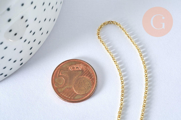 Chaine fine dorée rollo 14K, fourniture créative, chaine collier, chaine complète, dorure 14k,1.5 mm, 45cm, x1 G5800