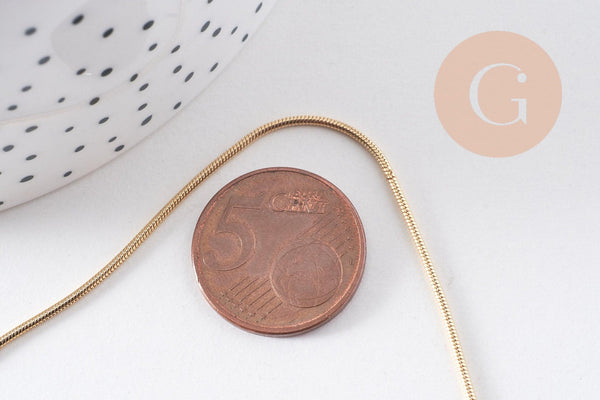 Chaine fine dorée serpent 16K 2.5 microns,chaine collier, chaine complète,chaine dorée,1.5 mm, 44cm, x1 (G3269)