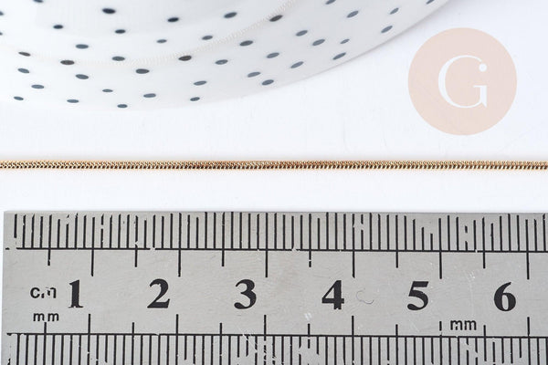 Chaine fine laiton dorée serpent 1mm, chaine dorée création bijoux,grossiste chaine, création bijoux,x1 mètre G8530