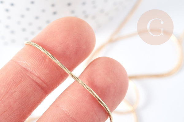 Chaine fine laiton dorée serpent 1mm, chaine dorée création bijoux,grossiste chaine, création bijoux,x1 mètre G8530