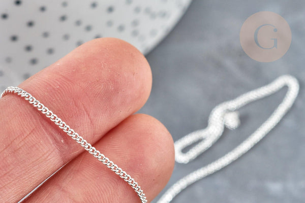 Chaine fine maille plate laiton argenté 1mm, x 5mètres (G2372)