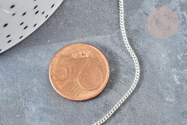 Chaine fine maille plate laiton argenté 1mm, x 5mètres (G2372)