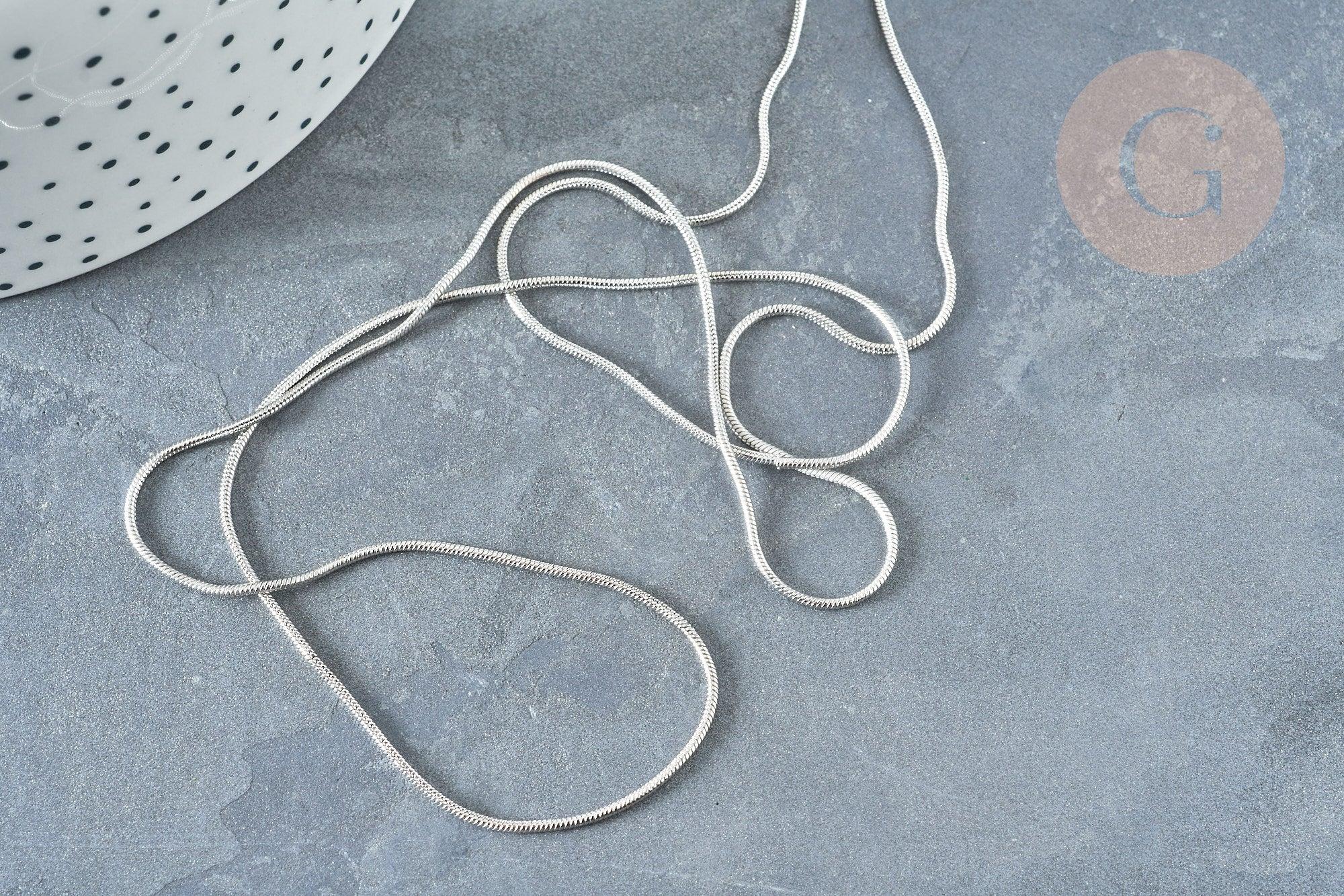 Chaine fine serpent laiton platine 1mm x1 mètre (G1420)