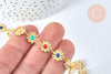 Chaine fleurs laiton doré 18 carats 13.5mm émail multicolore, x1 mètre (G6786)