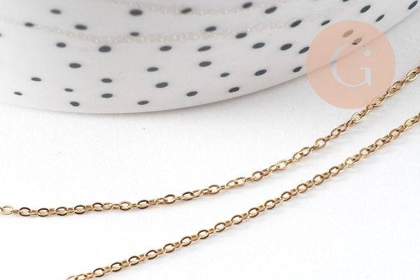 Chaine forçat acier 304 inoxydable doré IP 14K 1.1mm, x1 mètre (G1844)