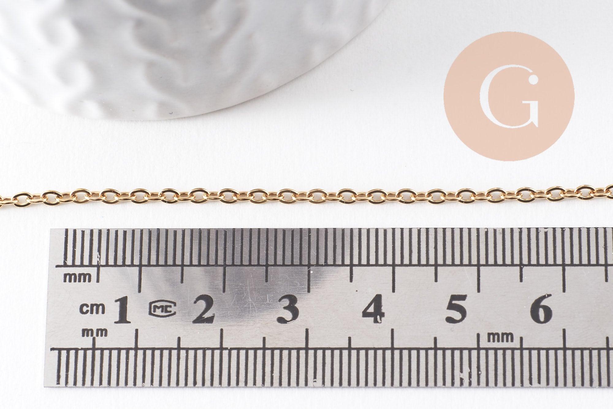 Chaine forçat acier 304 inoxydable doré IP 18k 2.5mm, x1 mètre (G10523)