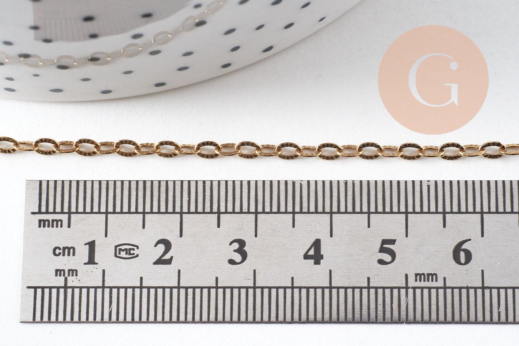 Chaine forçat acier 304 inoxydable dorée IP 14K 1.1mm, x1 mètre (G6073)