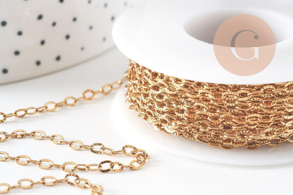 Chaine forçat acier 304 inoxydable dorée IP 14K 1.1mm, x1 mètre (G6073)