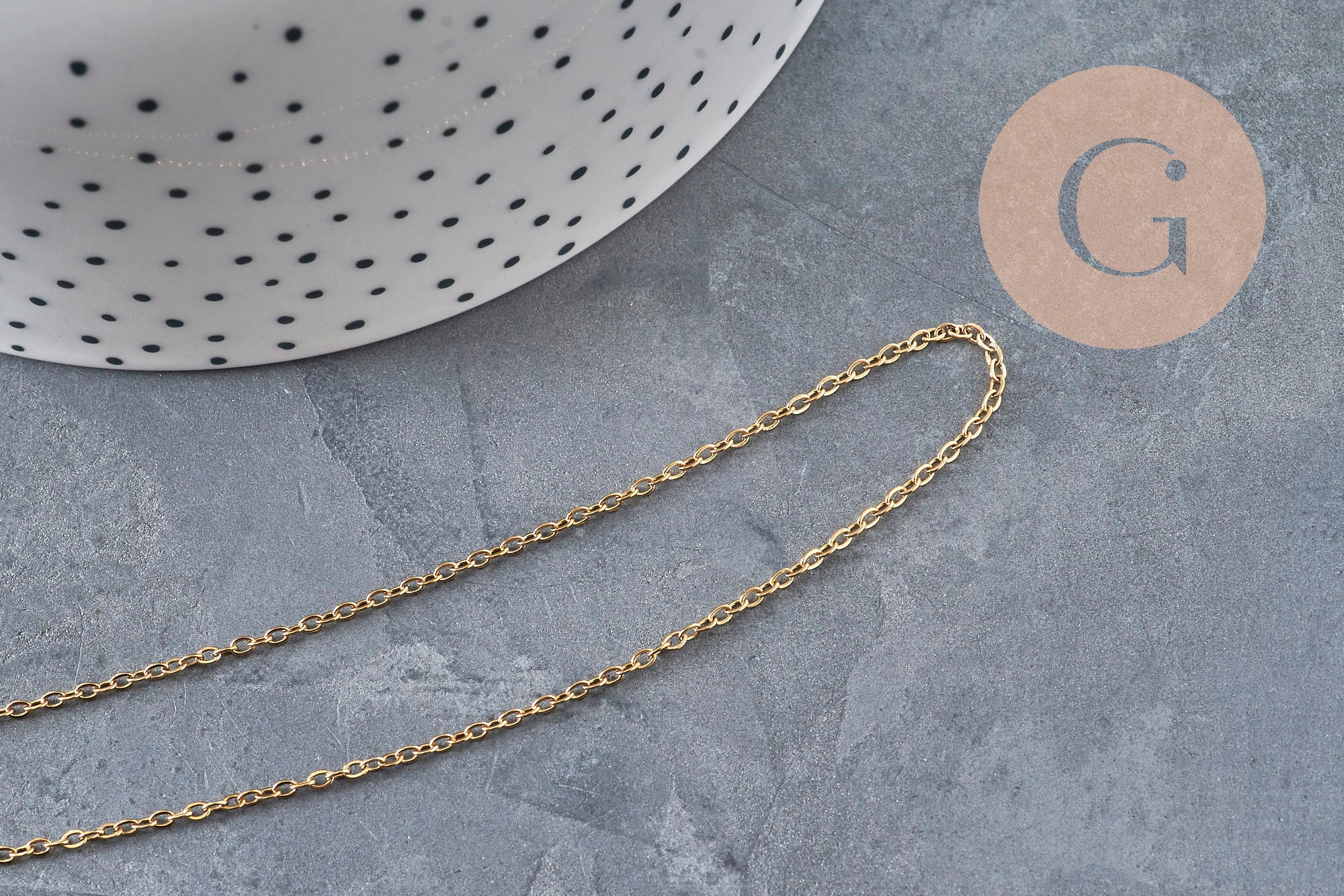 304 Stainless Steel IP Gold-Plated Mariner Chain 2mm, x1 meter (G11234)