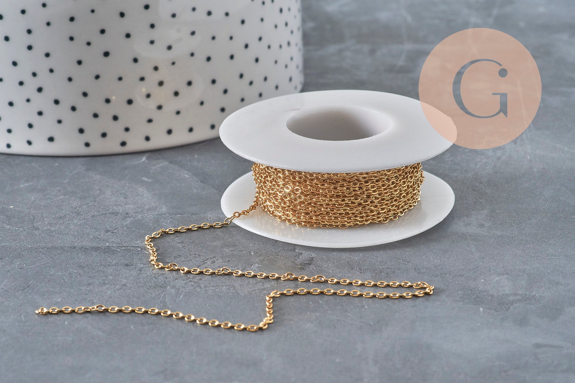 304 Stainless Steel IP Gold-Plated Mariner Chain 2mm, x1 meter (G11234)