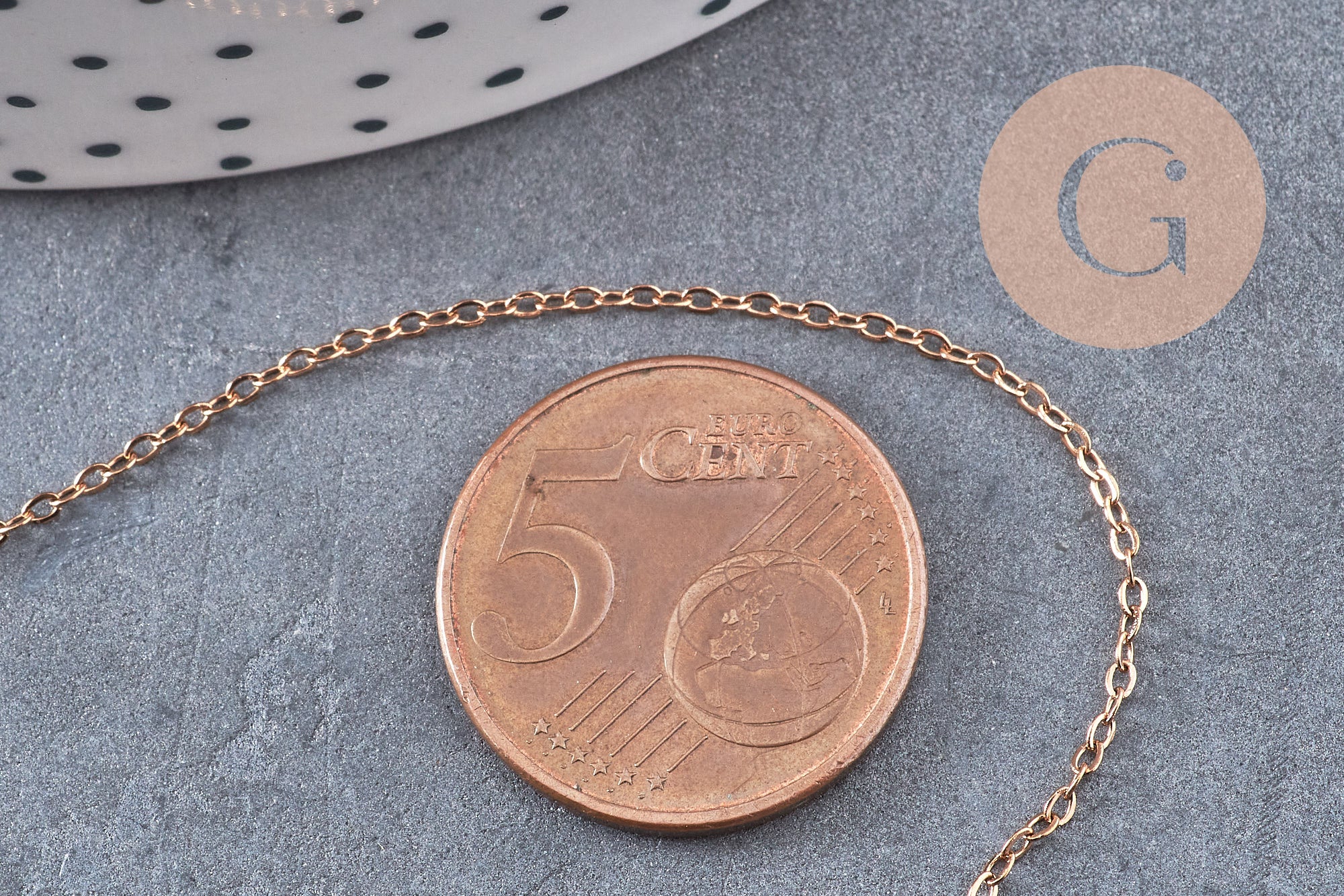 Chaine forçat acier 304 inoxydable or rose IP 1.5mm, x1 mètre (G10879)