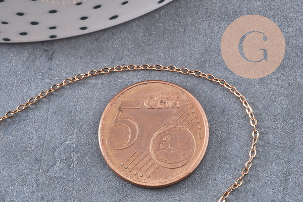 Chaine forçat acier 304 inoxydable or rose IP 1.5mm, x1 mètre (G10879)