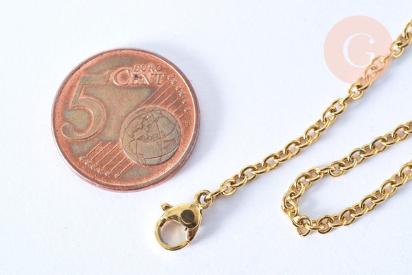 Chaine forçat acier inoxydable doré 59cm, x1 (G7245)