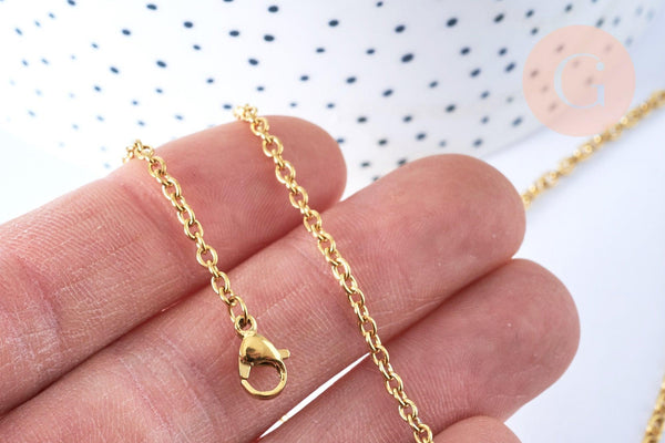 Chaine forçat acier inoxydable doré 59cm, x1 (G7245)