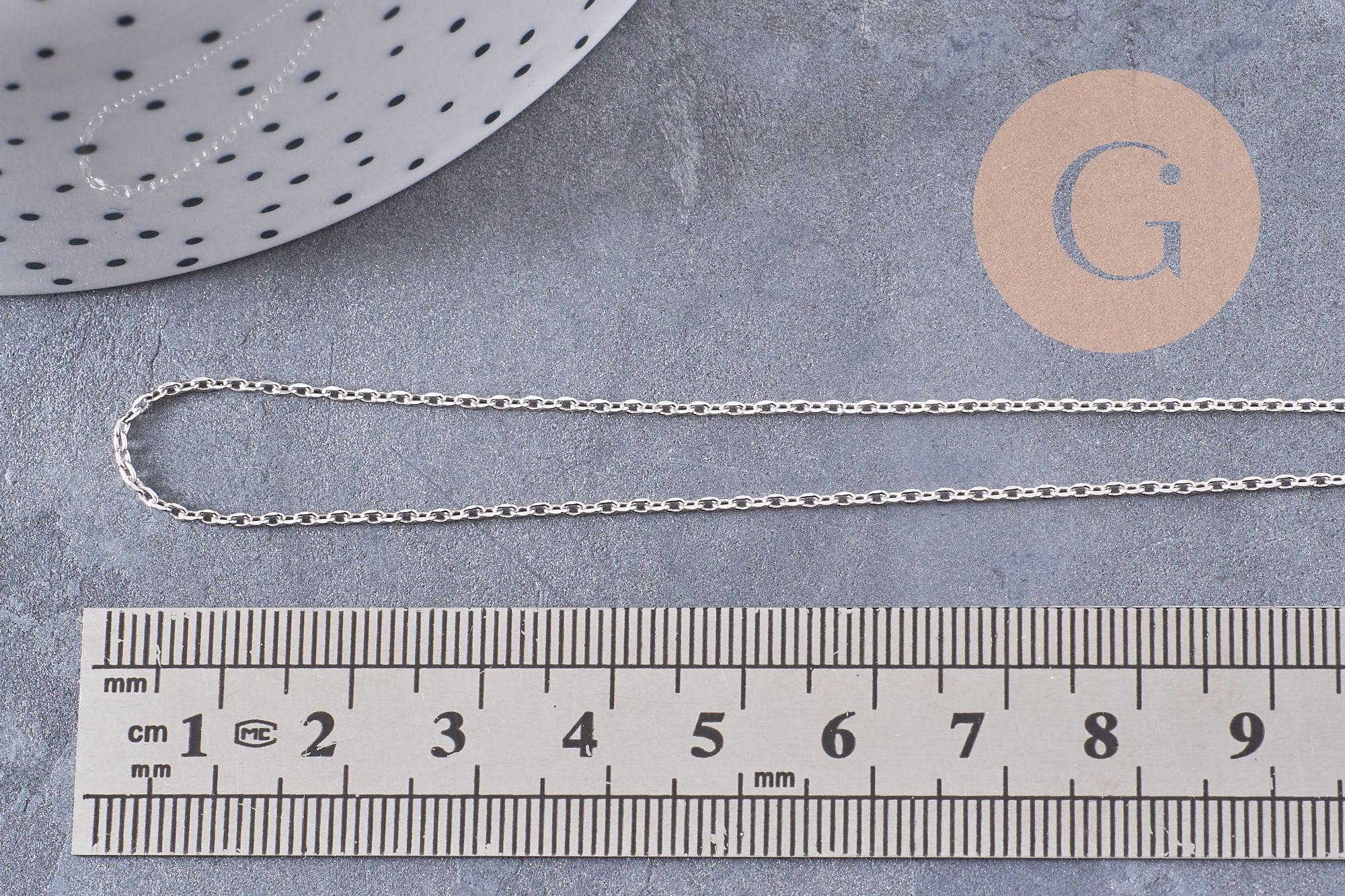 Collier Chaine forçat cuivre rhodié or blanc 80cm, x1 (G1122)
